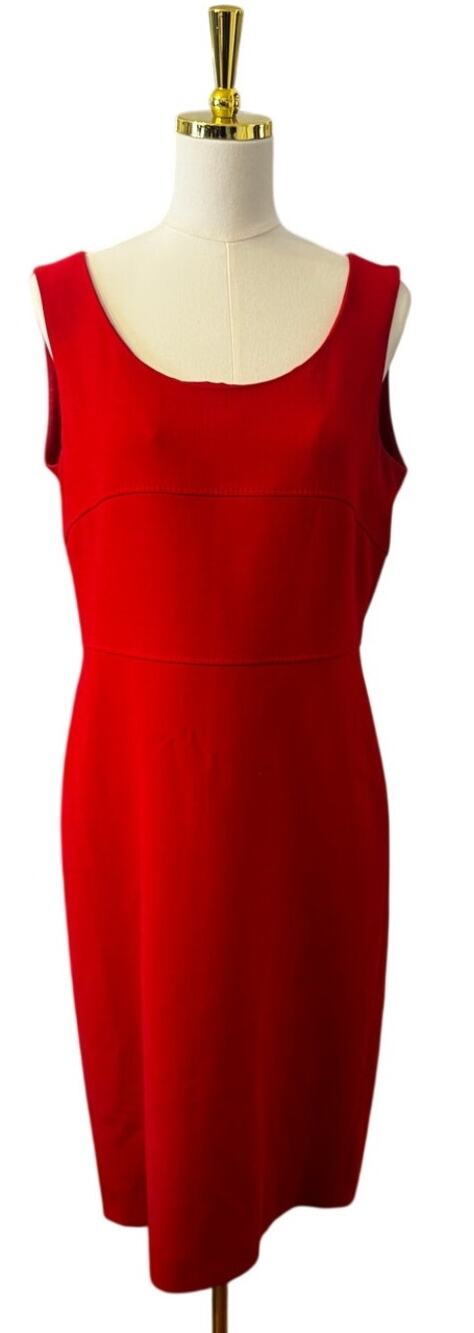 Max Mara Red Sleeveless Sheath Dress Made in Italy Office Baddie Knee Est L-XL